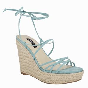 Nine West Havefun Ankle Wrap Espadrille Sleehak Sandalen LichtBlauw Nederland | DKQ-025879